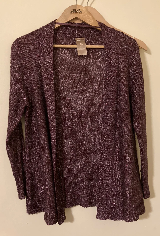 White Stag Womens Open Front Cardigan Sparkly Purple (M 8-10) - Image 2 of 4