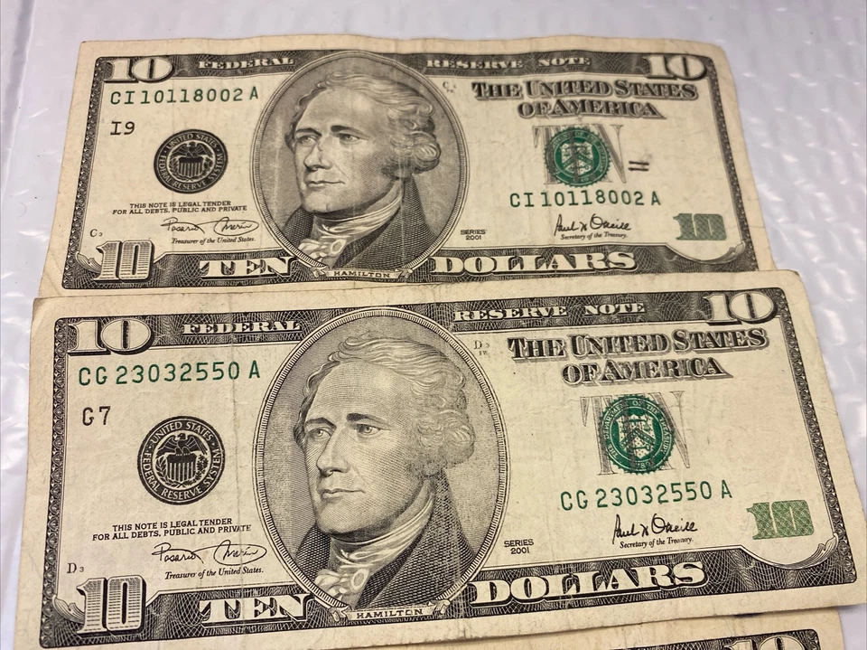 4 2001 10 Dollar Bills - Image 2 of 4