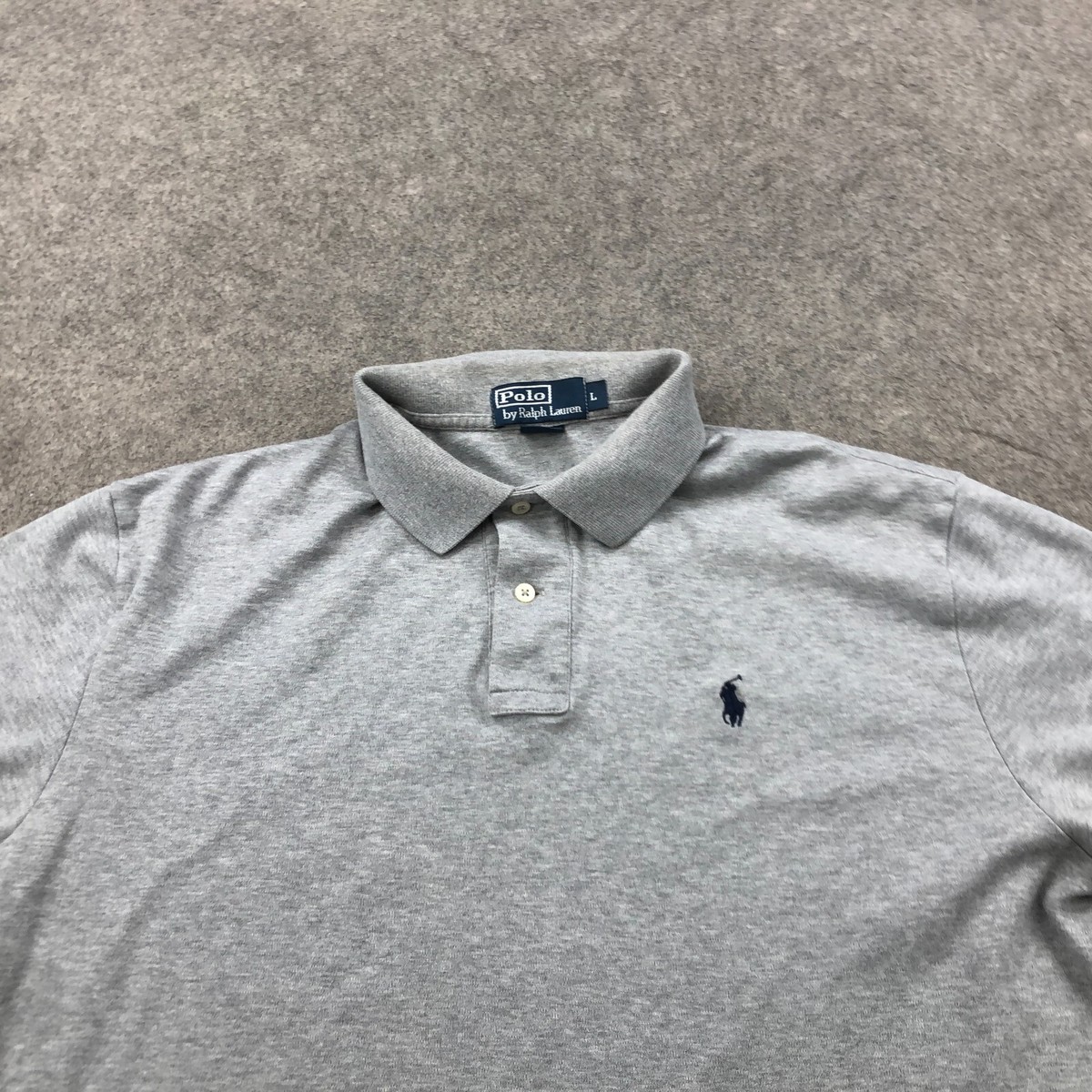 Ralph Lauren Polo Shirt Mens Large Gray Short Sleeve Rugby Golf