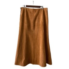 Vintage Avon Fashions Camel Suede Skirt 80s Equestrian Boho Leather