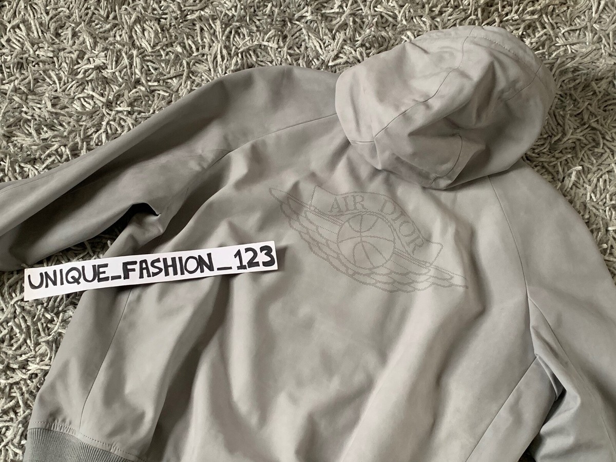 CHRISTIAN DIOR X AIR JORDAN1 GRAY LEATHER HOODED JACKET M 48