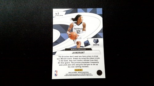 2023-24 Panini Give and Go Memphis Grizzlies Ja Morant Green Mosaic Prizm - Picture 2 of 2