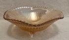 Vintage 1940s Jeanette Anniversary Marigold Carnival Glass 3 Footed Ribbed Bowl