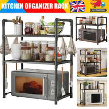 2/3 Tier Microwave Oven Rack Stand Storage Holder Kitchen Corner Shelf Black 