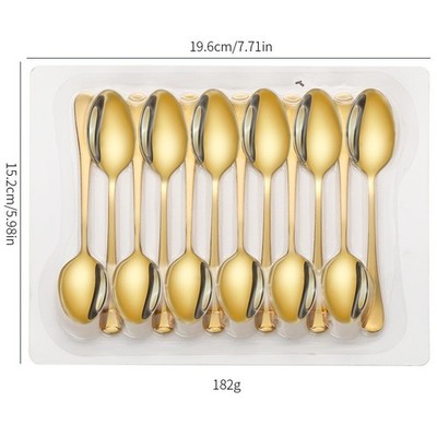 12 Stück Servierlöffel Set für Kaffee Suppe Dessert Mahlzeiten