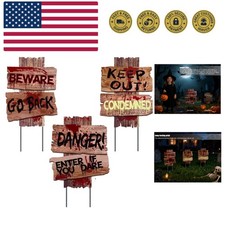 Halloween Decorations, 3 Pack 15" x 12" Yard Signs Stakes Props Outdoor Decor...