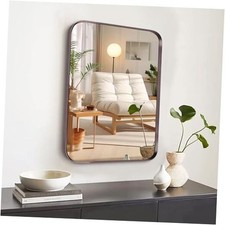 16x20 inch Bathroom Mirror for Wall, Brushed Titanium 16" x 20" Dark Grey Brown