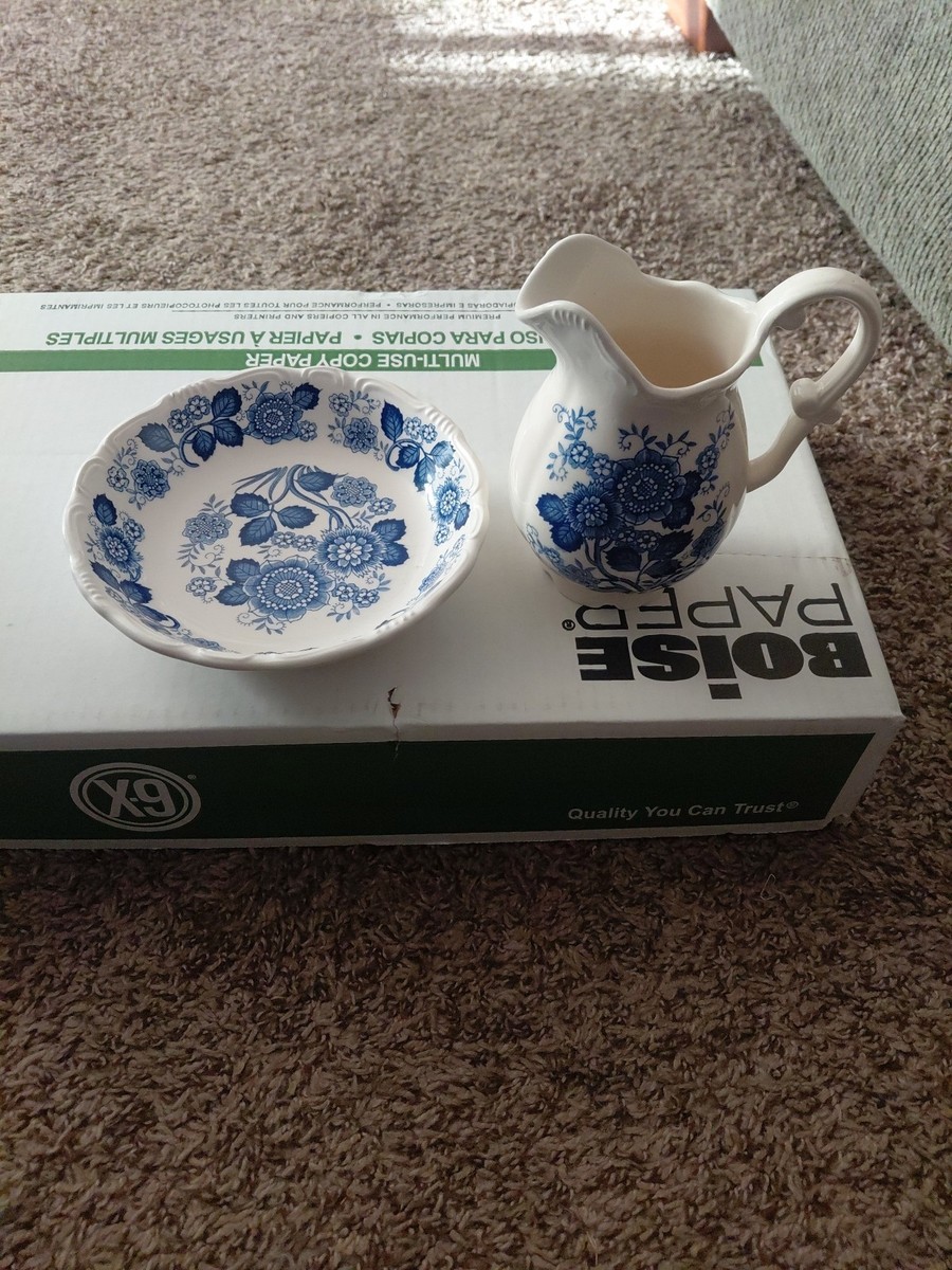 Vintage Inarco Japan Blue Chintz Miniature Pitcher and Basin Bowl