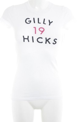 GILLY HICKS T-Shirt Damen Shirt Gr. DE 34 weiß-magenta-dunkelblau Casual-Look