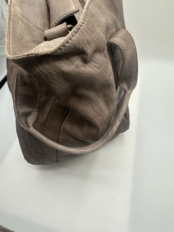 Free People Leslie Distressed BrownishTaupe Leather Satchel Convertible Tote Bag - Image 4 of 4