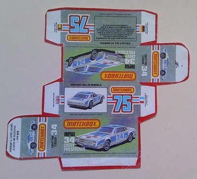 Vorlage für Repro Box Matchbox Superfast Nr. 34 Chevy Pro Stocker