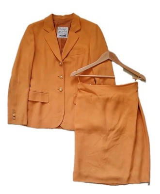 MOSCHINO Skirt Suit Cheap & Chic UK 12 Orange Made In Italy Read Description 