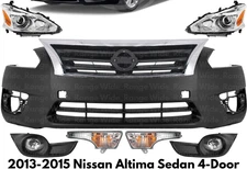 Front Bumper Cover Paintable & Headlights Assembly For 2013-2015 Nissan Altima