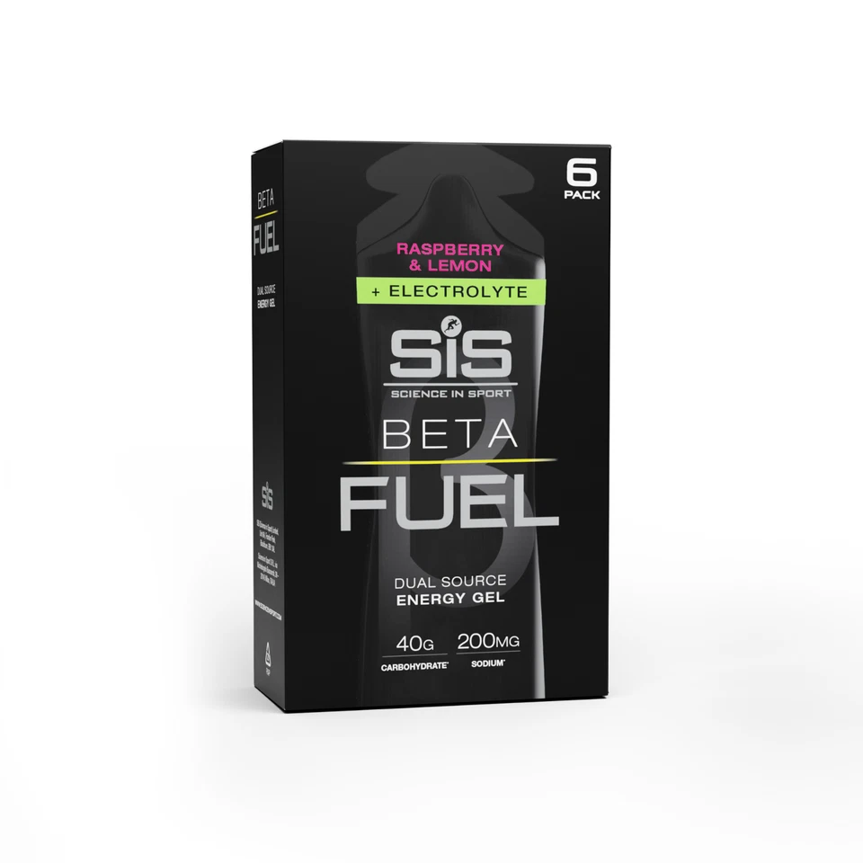 SCIENCE IN SPORT BETA Fuel + Electrolyte Gels | 40g Dual-Source Energy | 60ml Raspberry & Lemon