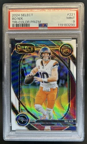 2024 Select Bo Nix Club Tri-Color Prizm Rookie RC #/149 Broncos PSA 9