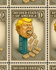 Trump - President PEZ - LIES! -  Art Stamps (Artistamp, Faux Postage)