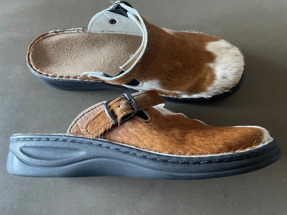 Clogs Damen / Herren Kuhfell Pantoffeln Hausschuhe 42 NEU - Bild 3 von 4