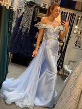 Crystals Beads Mermaid Evening Dresses Off Shoulder Sweep Train Formal Party