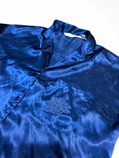 Victoria's Secret Women's Blue Satin Collared Button Front Nightshirt XS