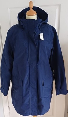 Brandneu mit Etikett Lands  End Damengröße XL Squall Regenmantel marineblau wind-/wasserdicht 5 Taschen 