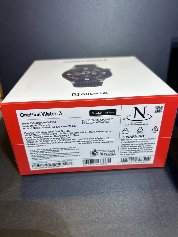 OnePlus Watch 3 OPWWE251 Obsidian Titanium FACTORY SEALED - Image 2 of 3