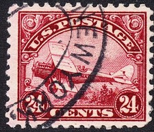 U.S. Airmail #C6 VF 24 cent Carmine Jenny '26 CV $30.00