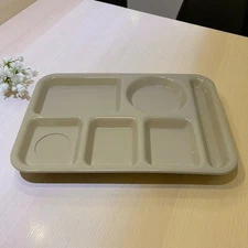Silite Beige 6-Compartment Cafeteria Tray Neutral Multi Purpose Desk Organizer