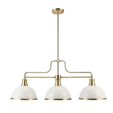 Electric 60885 3-Light Linear Chandelier, Matte White, Brass Accents, Adjusta...