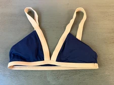 NEW blue beige   L SPACE swimsuit bikini top size XS