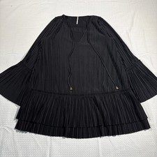 Free People Pleated Midi Dress Black Small Petite