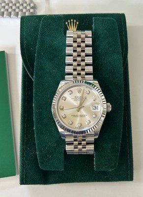 Rolex Datejust 31 Edelstahl mit Jubilee Armband und geriffelter Weißgold Lünette