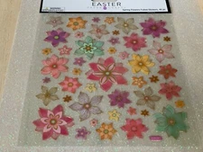 EASTER PAPER CRAFTS EASTER  FLOWERS SPRING FLOWERS FOILED STICKERS FLORAL 46PCS
