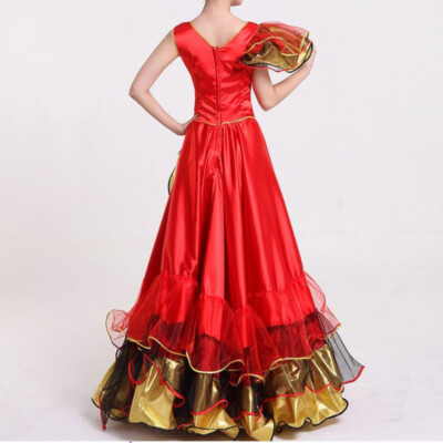 Women Spanish Flamenco Practice Dance Dress Costume Ruffle Frill Modern  Ballroom | eBay