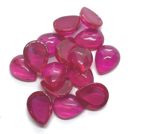 AAA Red Ruby 9x11mm To 10x14mm Pear Flat Back Cabochon Synthetic Loose Gemstone - Picture 13 of 24
