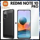 Für XIAOMI REDMI NOTE 10 PRO Cover Slim Schwarz Carbon + Folie Glas Gehärtetes