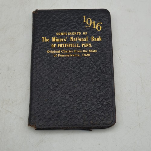 1916 National Miners' Bank of Pottsville Pennsylvania Note Book Leather Bound PA