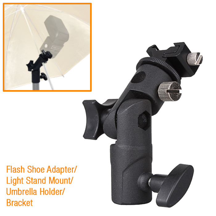 Flash Shoe Adapter Swivel Light Stand Mount Umbrella Holder Bracket E