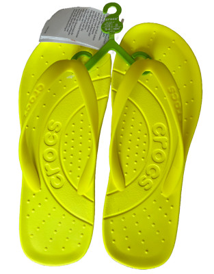 CROCS Unisex Crocs Flip Flop Acidity Light Lemon  Size Men 7 Women 9 New 
