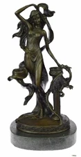 VINTAGE SIGNED JEAN PATOUE DRAGON LADY CANDLE HOLDER ART DECO BRONZE