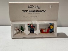 DEPT. 56 SNOW VILLAGE 1992 EARLY MORNING DELIVERY SET OF 3 NEWSPAPER DELIVERY