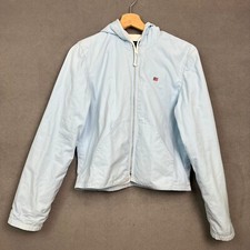 Polo Jeans Co. Ralph Lauren Jacket Women Medium Light Blue Crop Hood Flag Pocket