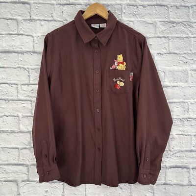 Disney Women s Large Button Up Shirt Winnie The Pooh Piglet Bee Real Embroidered