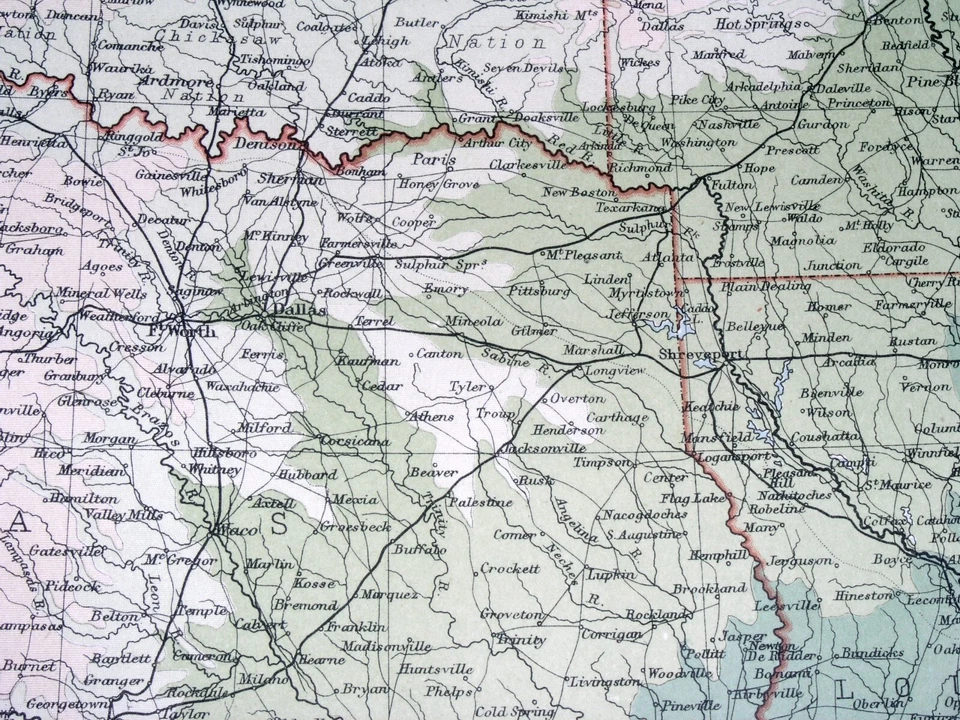 1922 ВИНТАЖНАЯ КАРТА ЦЕНТРАЛЬНЫХ США ТЕХАС ОКЛАХОМА ЛУИЗИАНА КОЛОРАДО КАНЗАС - Изображение 4 из 4