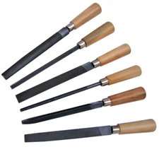 6 PCS File Set with Wooden Handles 4" Cut Length - Jewelry Making Wax Tool