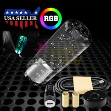 Led Light Rgb Shift Knob Stick Crystal Transparent Bubble Gear Shifter 10cm