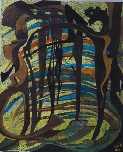 Gouache COMPOSITION Signé G. VON DER LOO - Imagen 3 de 5