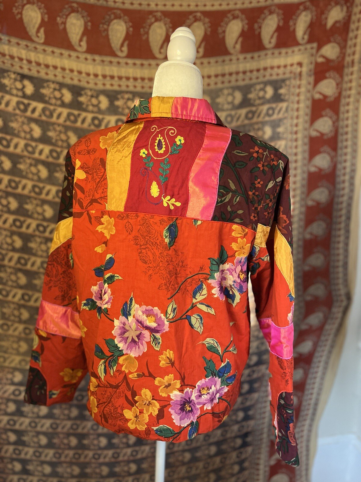 Woman's Blazer Jacket Large Patchwork Red Floral … - image 8