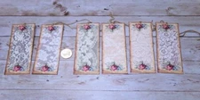 6~Vintage~Lace~Bookmarker~Junk Journal~Linen Cardstock~Gift~Hang~Tags