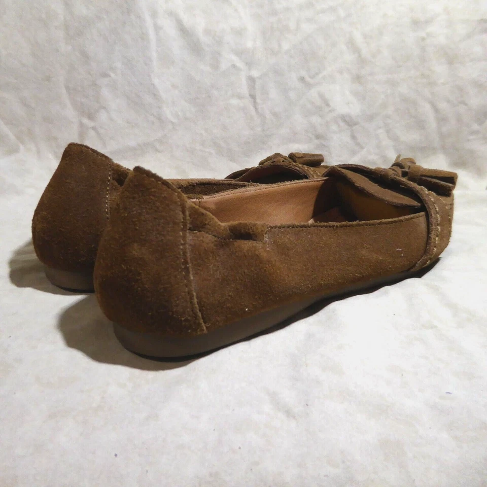 🥿 Mocasines Sonoma Borla Talla 8.5 M Cuero Gamuza Marrón Dorado; Puntada en Contraste Foto 4 de 4