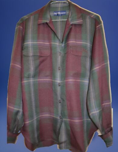 Ralph Lauren Women's Classic Green Plaid Check Button Front Shirt L - Picture 2 of 8